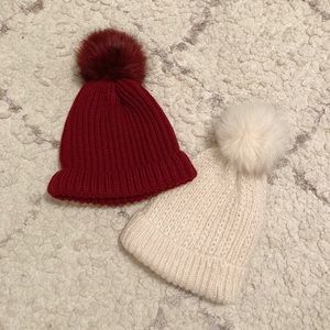 Forever 21 Beanies - Burgundy & Cream
